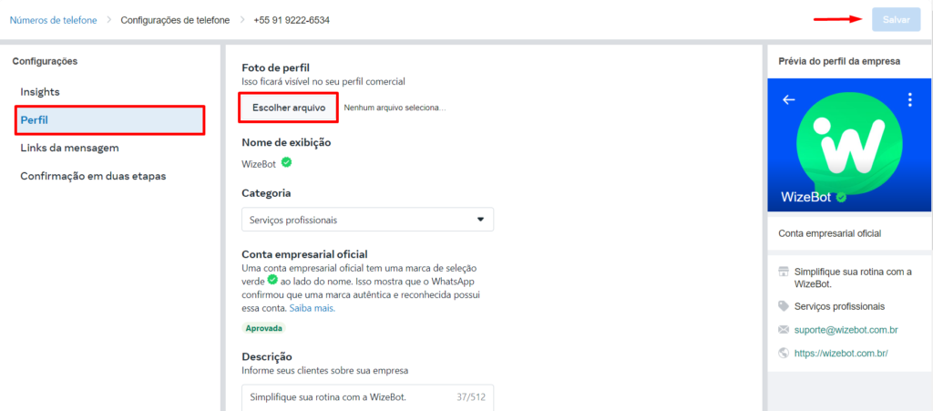 Como mudar foto de perfil do WhatsApp API Oficial